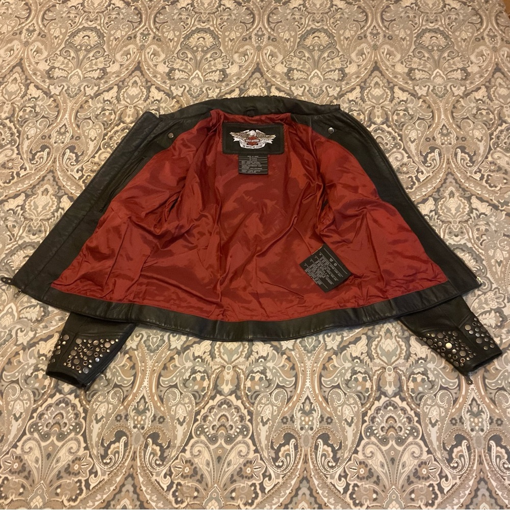 Mint Vintage Harley Davidson An American Legend Studded Leather Moto Jacket Sz S - Picture 5 of 16
